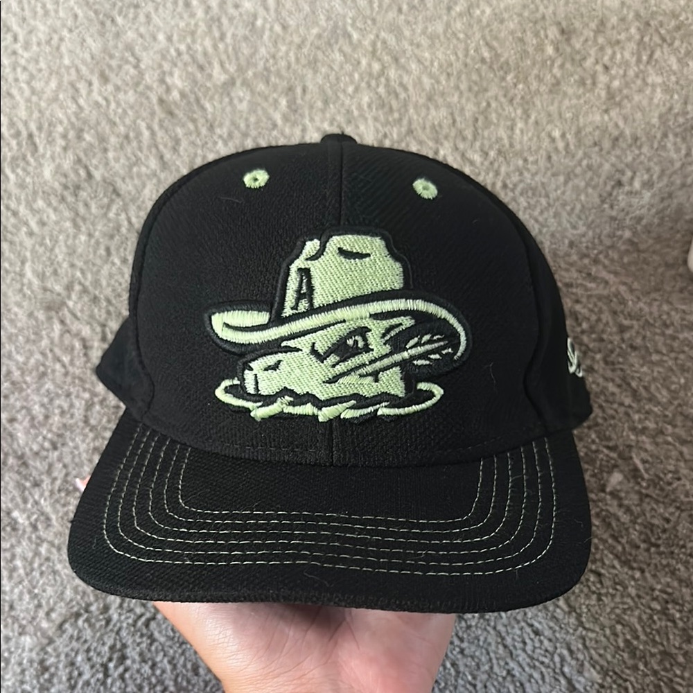 Minor League Baseball Cap-Black and Green Embroidered Cap